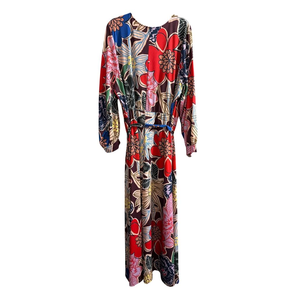 ELOQUII Women's Plus Size Floral Wrap Maxi Dress V-Neck Long Sleeve Size 26 - Picture 3 of 10